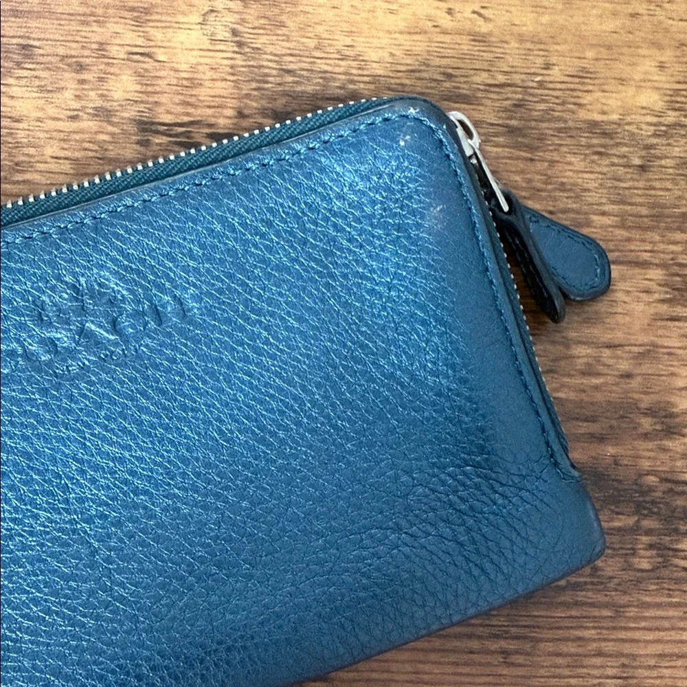 Coach Navy Leather Wristlet